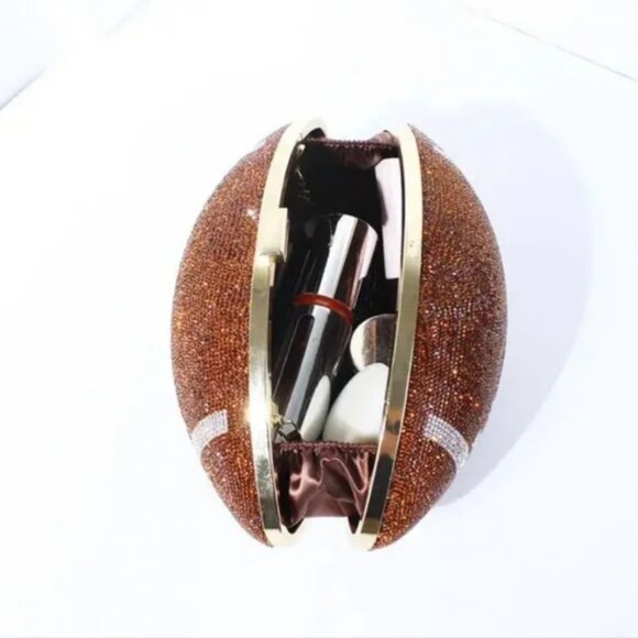 SPARKLY RHINESTONE FOOTBALL CROSSBODY PURSE - Picture 5 of 6